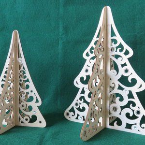 Hallmark Wooden Laser Engraved Christmas Trees With Crystals